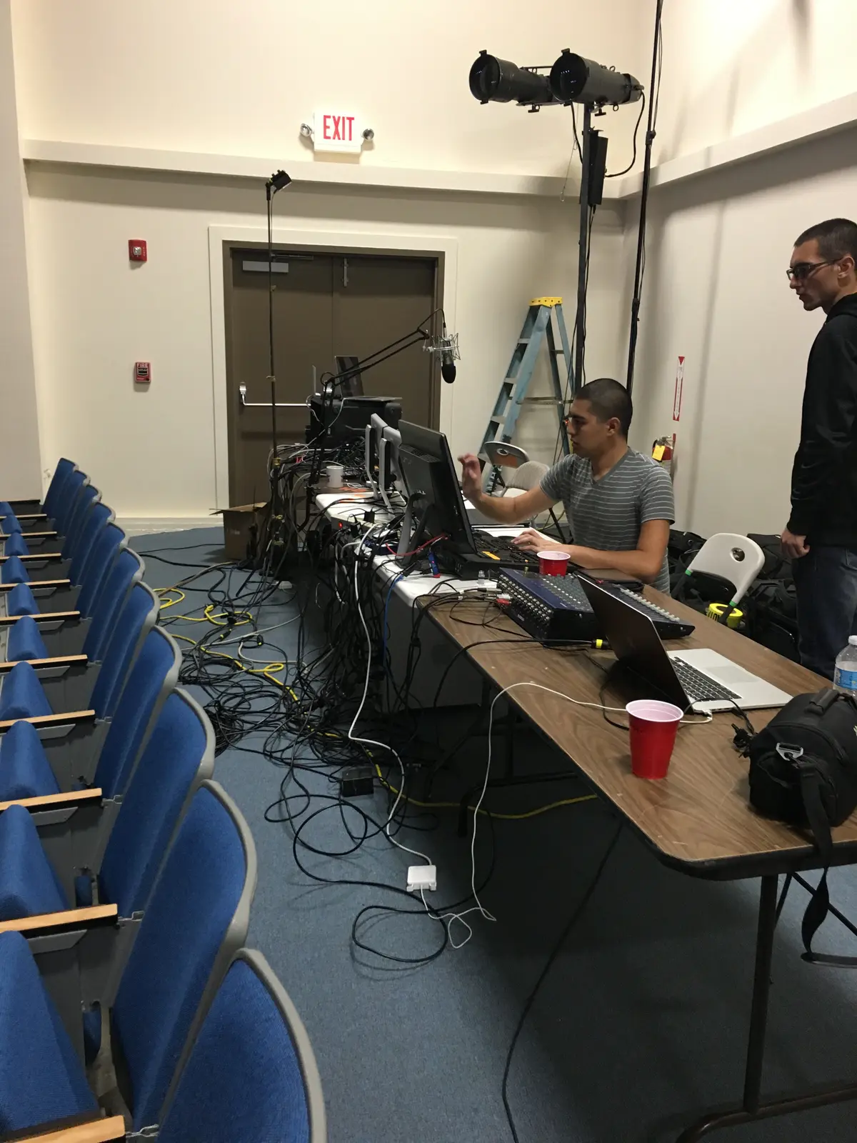 Technician at a sound and media station