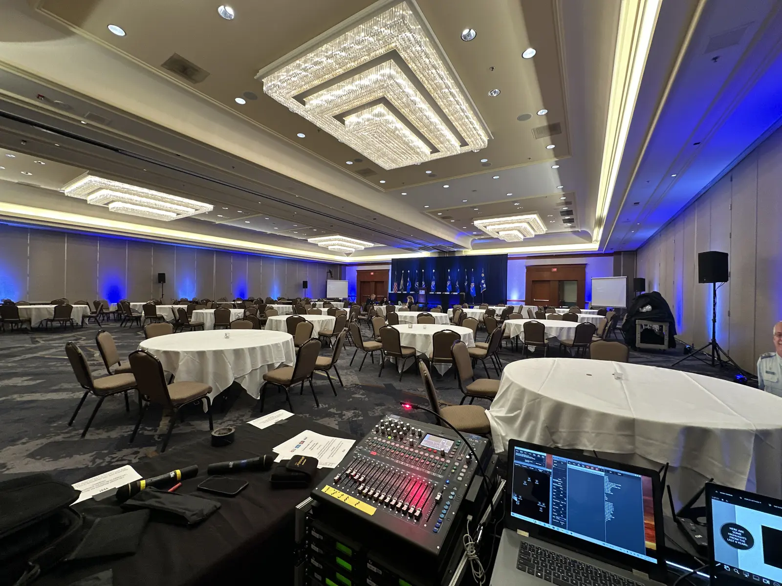 Conference room ready for an event