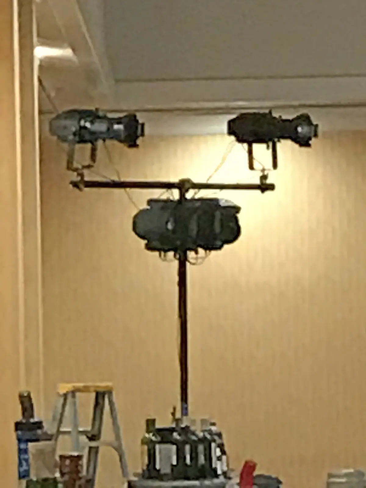 Event lighting fixtures mounted on a stand