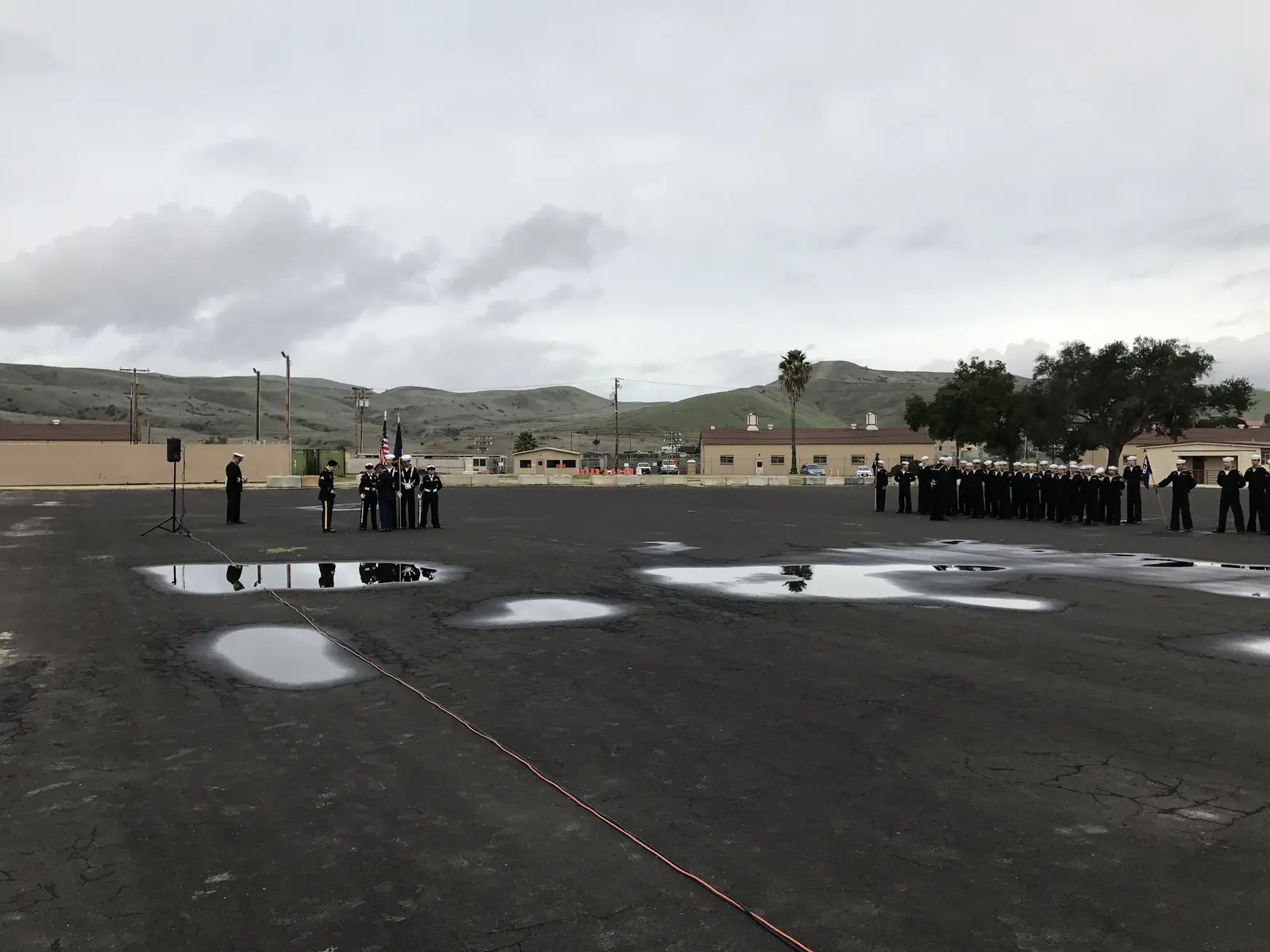 Large outdoor ceremony with sound coverage