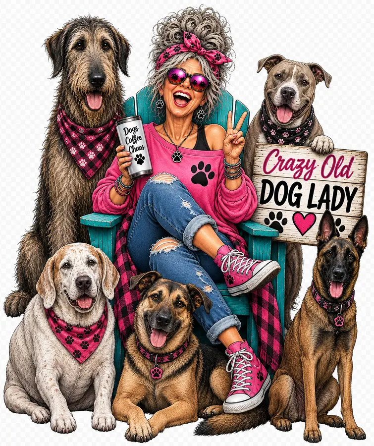 Crazy Old Dog Lady shirt graphic