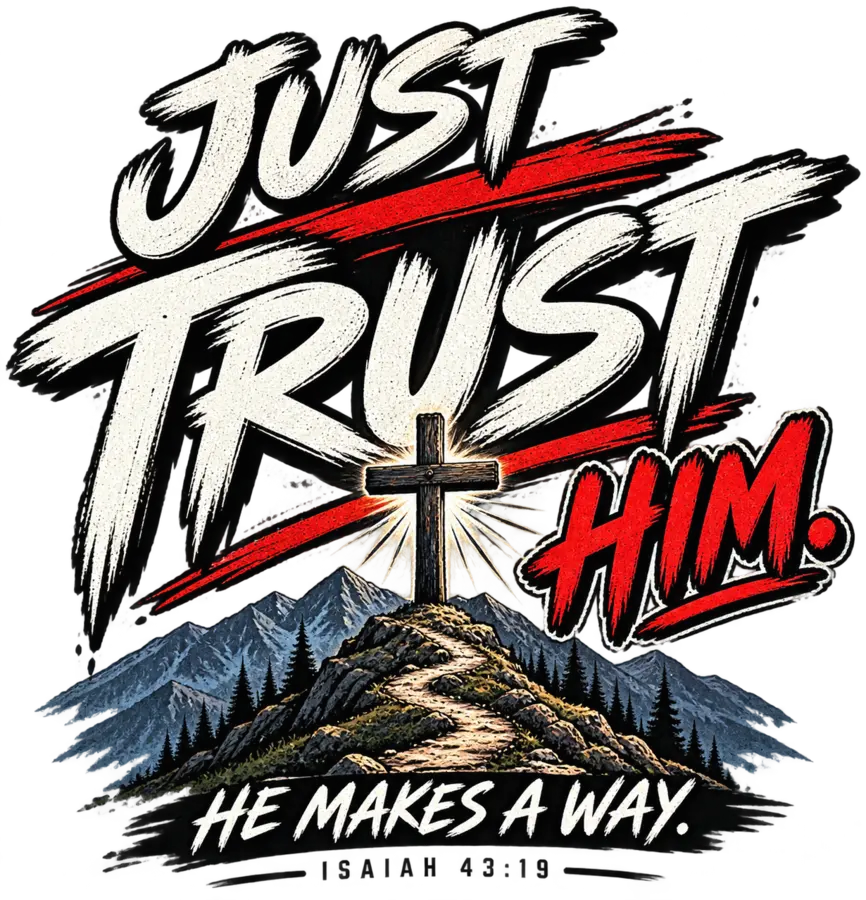 Just Trust Him — Mountain Cross shirt graphic