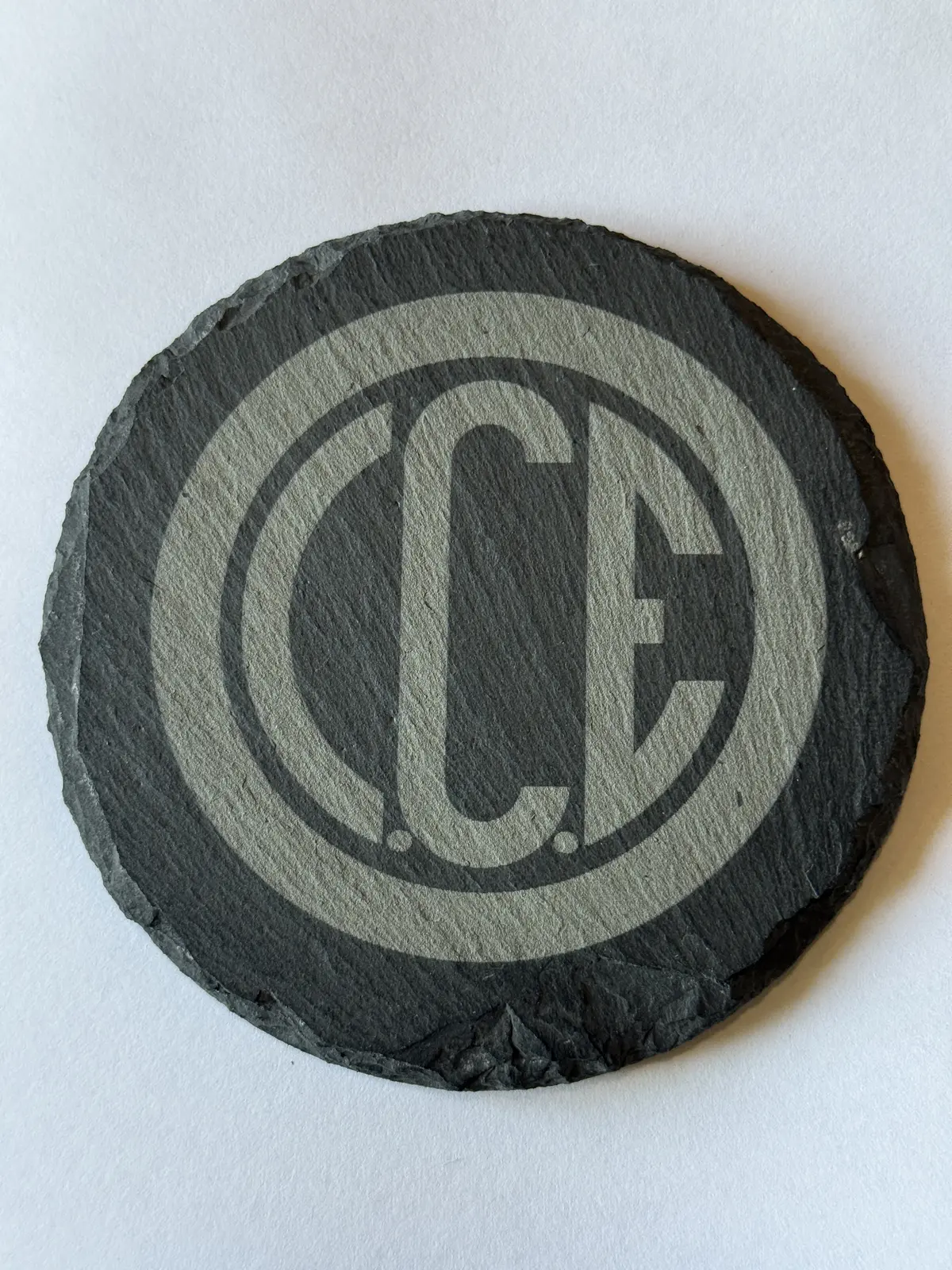 Round slate coaster with monogram