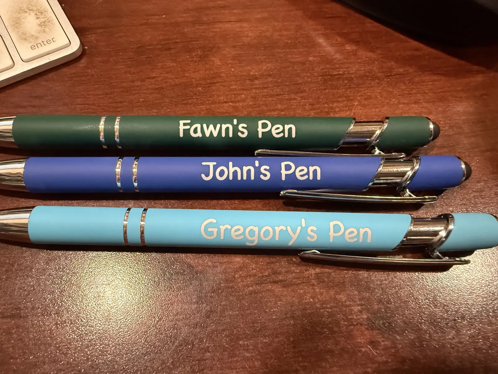 Set of colorful personalized pens