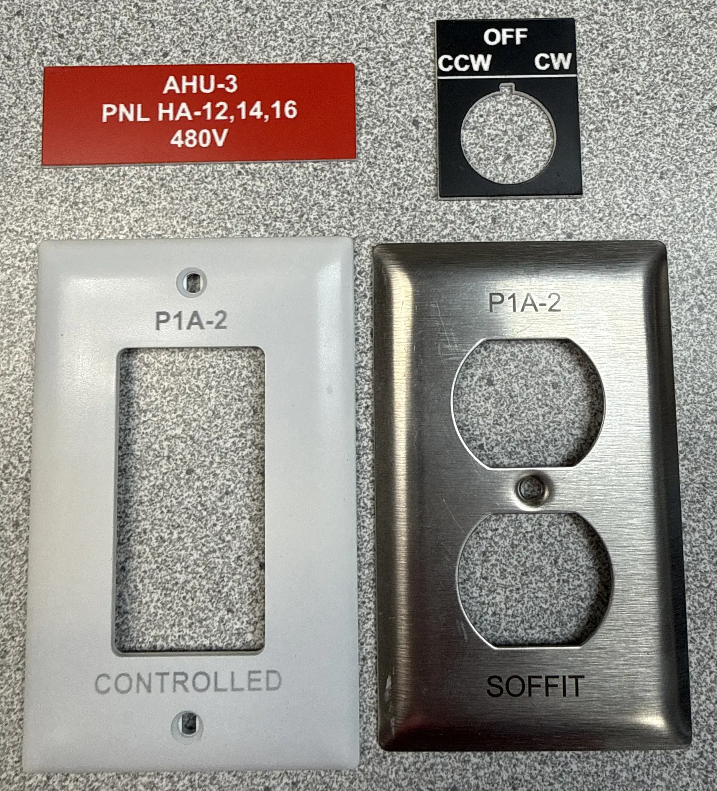 Industrial plate and equipment tag engraving
